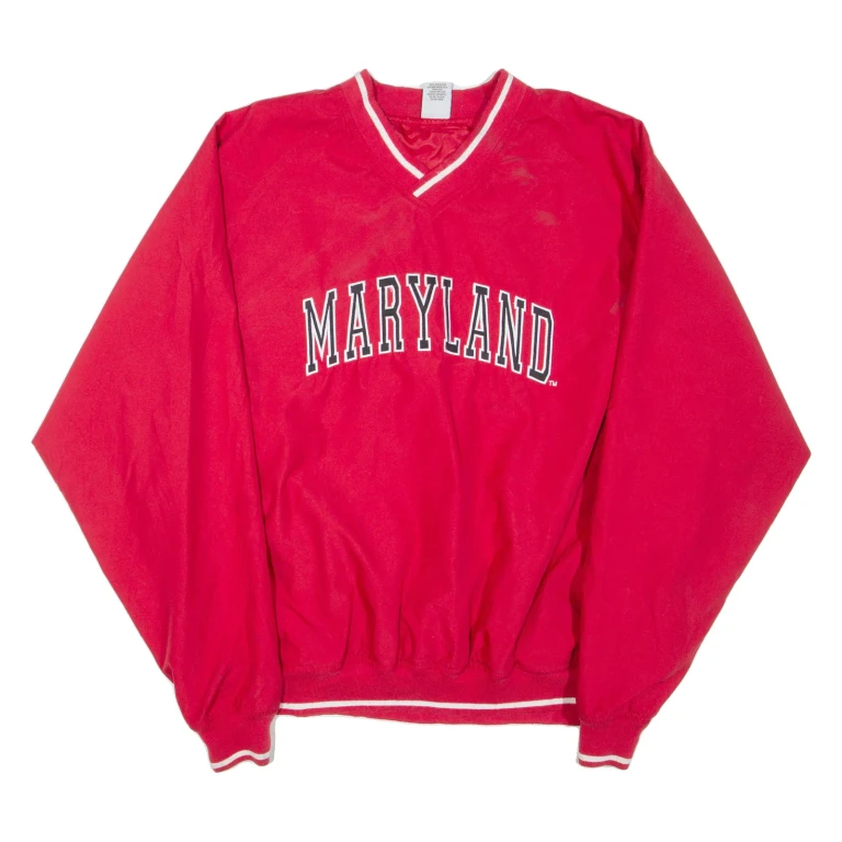 CAMPUS DRIVE Maryland Mens Sweatshirt Red V-Neck USA XL