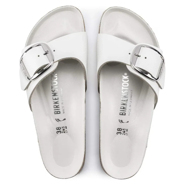Unisex Madrid Big Buckle Nubuck Leather White