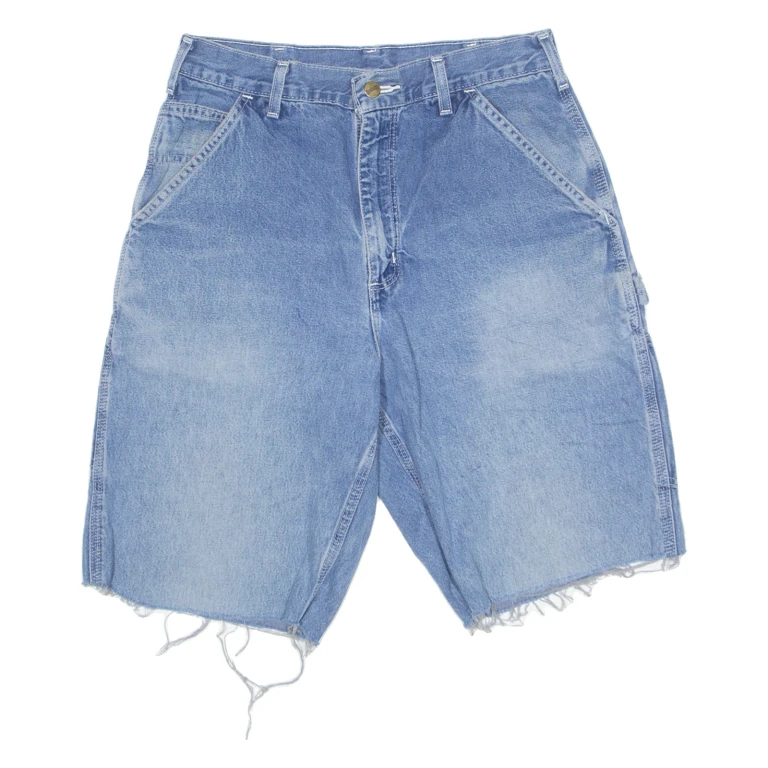 CARHARTT Cut Off Carpenter Workwear Mens Denim Shorts Blue M W31