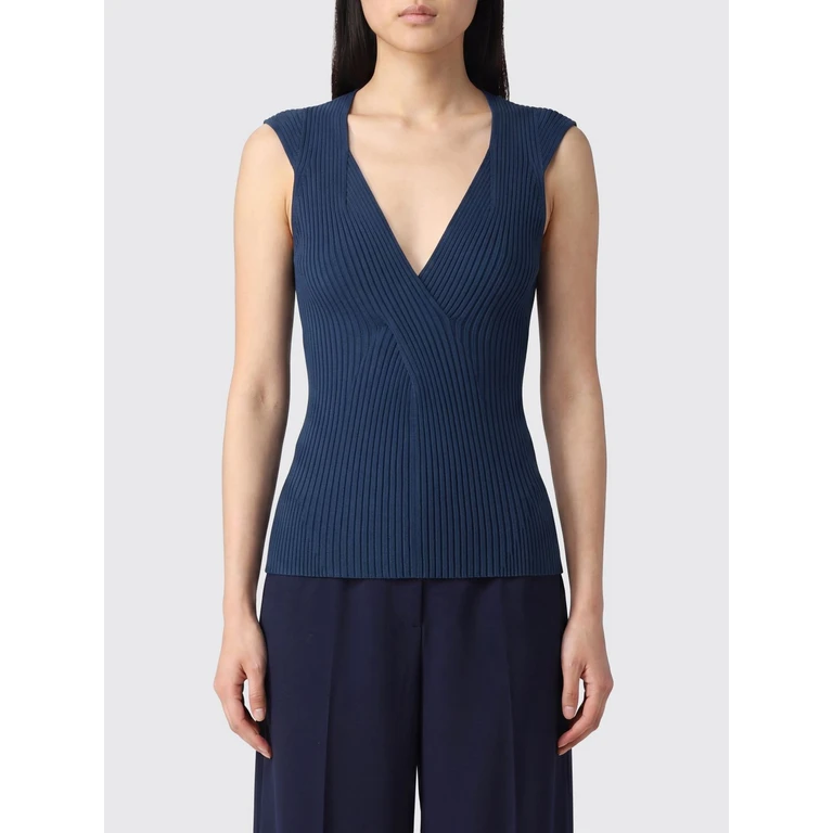 Slim Fit V-Neck Sleeveless Knit Top in Viscose (8K0365K300CA97)
