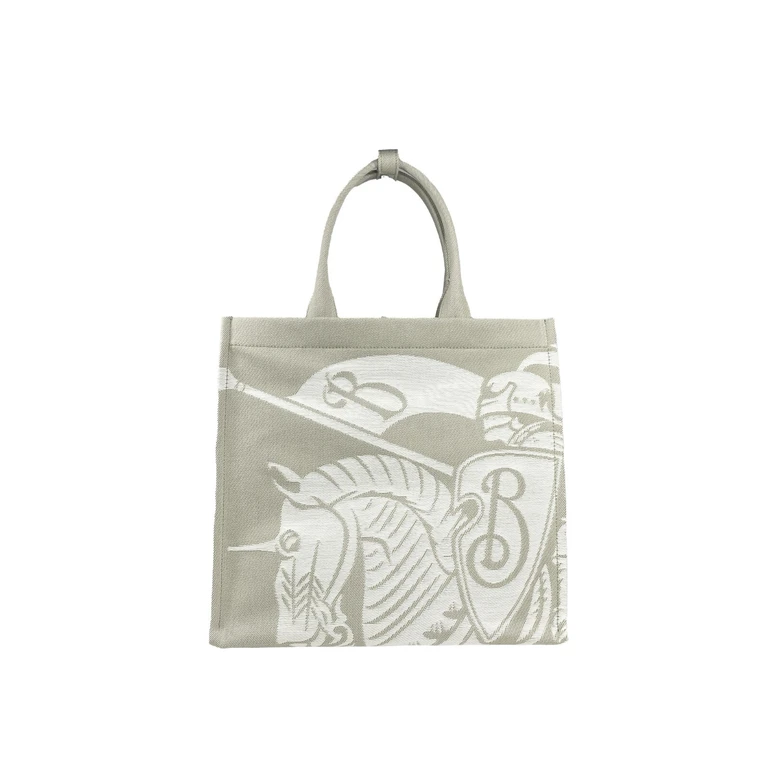 Burberry Ekd Canvas Tote Bag With Coin Pouch Silver - Women