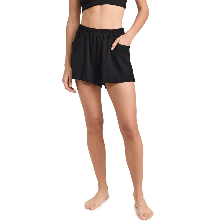 Journelle Ribbed Jersey Shorts Black L