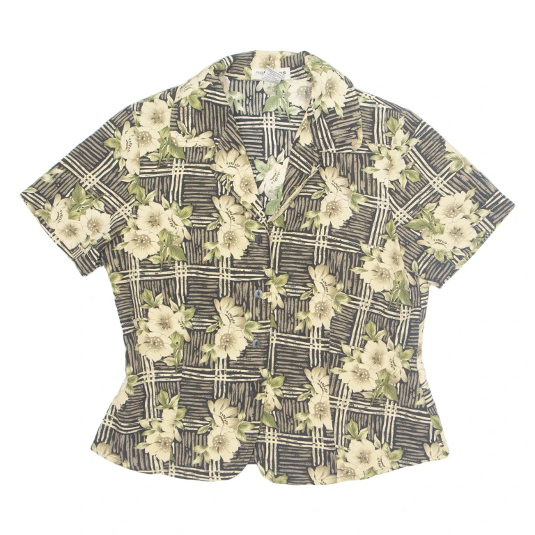 NOTATIONS PETITE Womens Printed Shirt Black 90s Crazy Pattern S