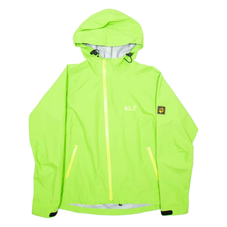 JACK WOLFSKIN Womens Rain Coat Green Hooded L
