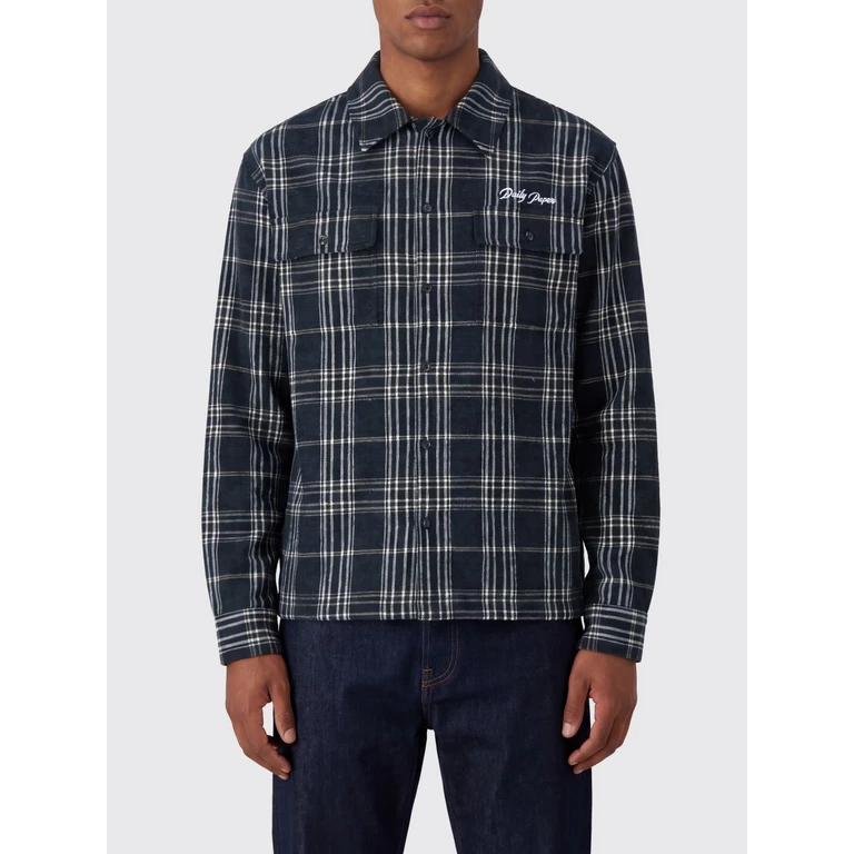 Check-Pattern Cotton-Blend Shirt with a French Collar (2610026636)