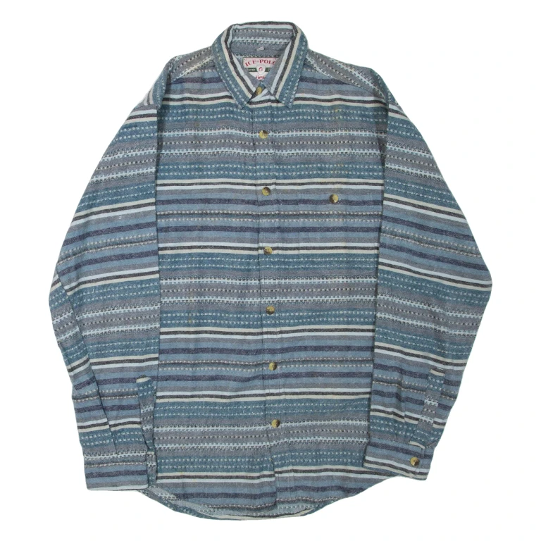 Mens Shirt Blue Striped Long Sleeve M