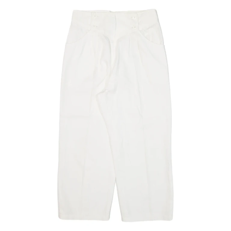 H&M Cropped Womens Trousers White Loose Straight W27 L22