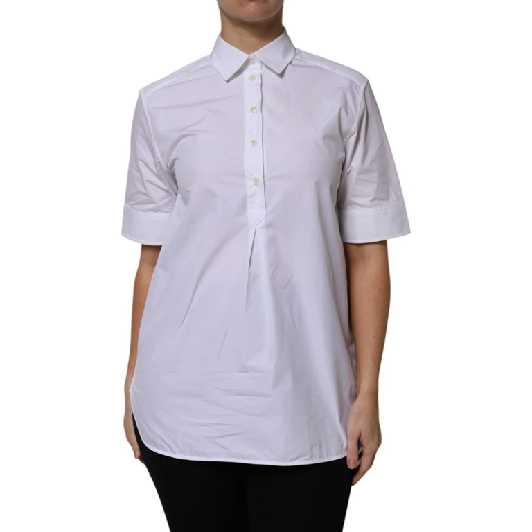 Dolce & Gabbana White Cotton Short Sleeves Collared Polo Top - Women