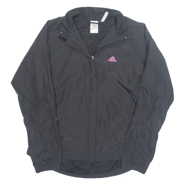 ADIDAS Mesh Lined Womens Windbreaker Jacket Black UK 16