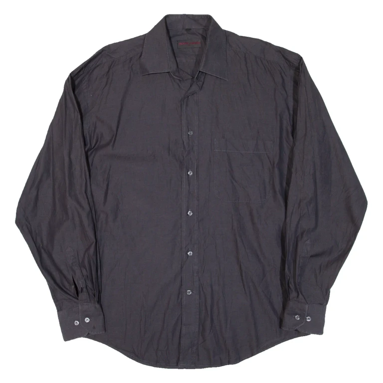PIERRE CARDIN Mens Plain Shirt Black Long Sleeve L