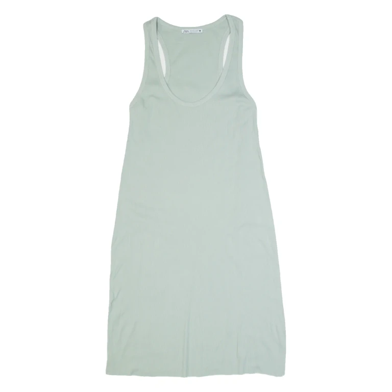 ZARA Womens Tank Dress Green Sleeveless Midi S