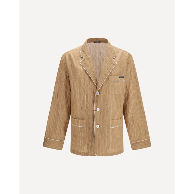 Vanity Shirt-style robe in froissé striped fabric Male 50