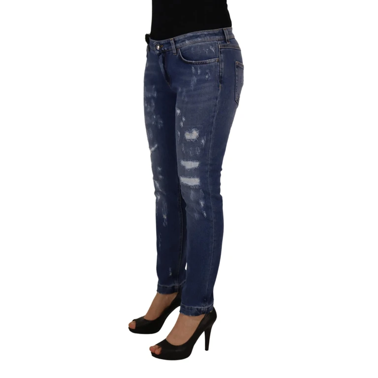 Dolce & Gabbana Blue Washed Cotton Skinny Low Waist Denim Jeans Clothing - Women
