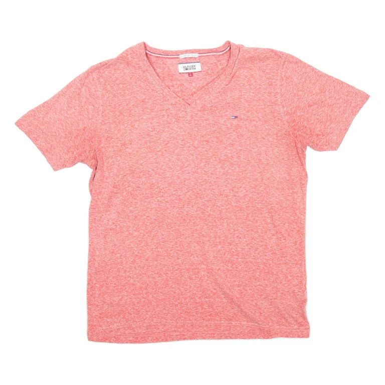 HILFIGER DENIM Womens T-Shirt Red V-Neck L