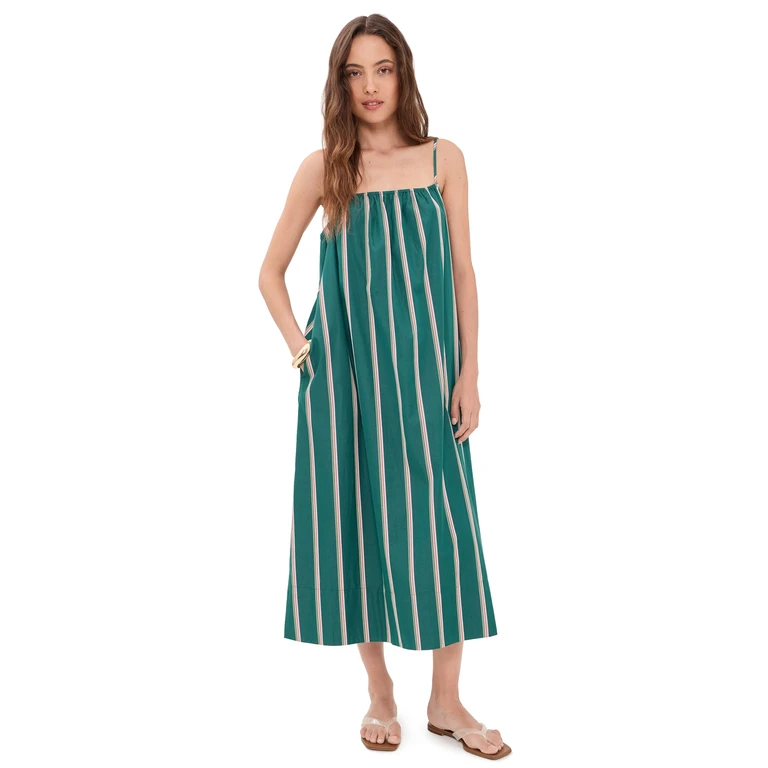 Madewell Madewell x Shopbop Dia Dress In Midweight Poplin Retro Stripe Deep Lagoon L