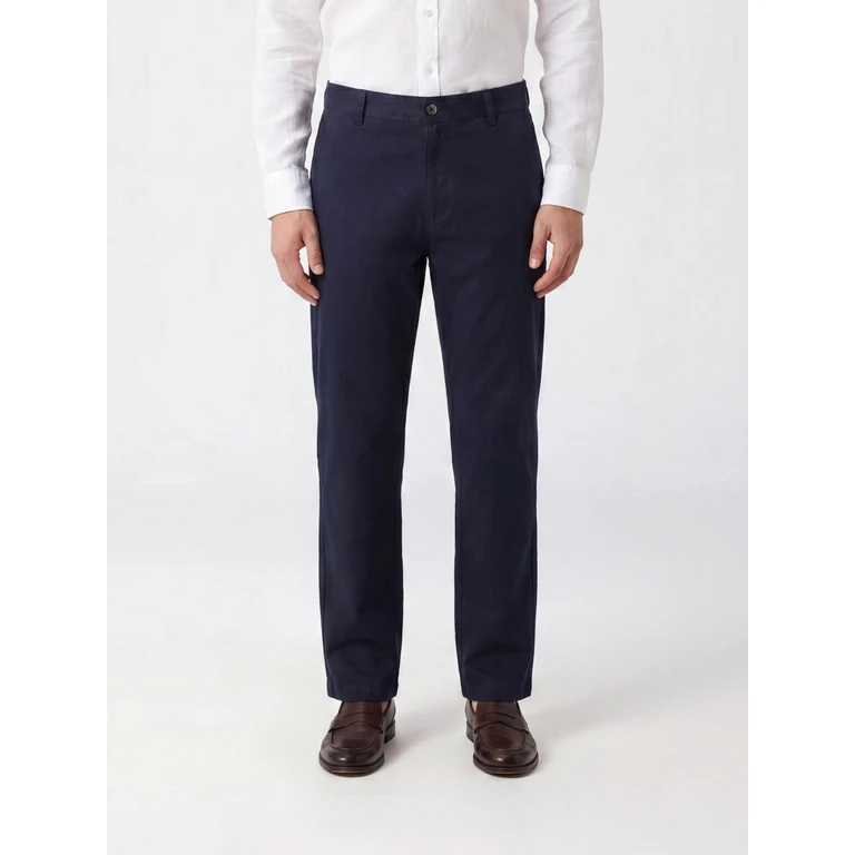 Mid-Rise Slim Fit Trousers in Stretch Cotton with Slant Pockets (71141DW394)