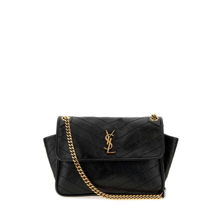 Black Leather Niki Shoulder Bag Nero Borse A Mano