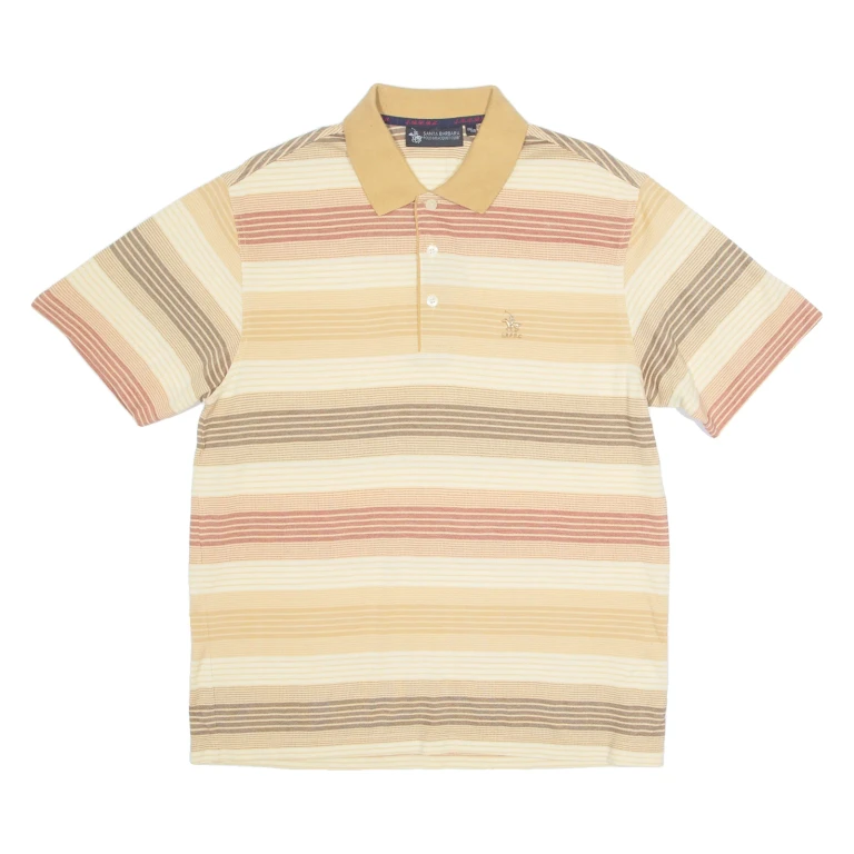 SANTA BARBARA POLO Mens Polo Shirt Beige Striped L