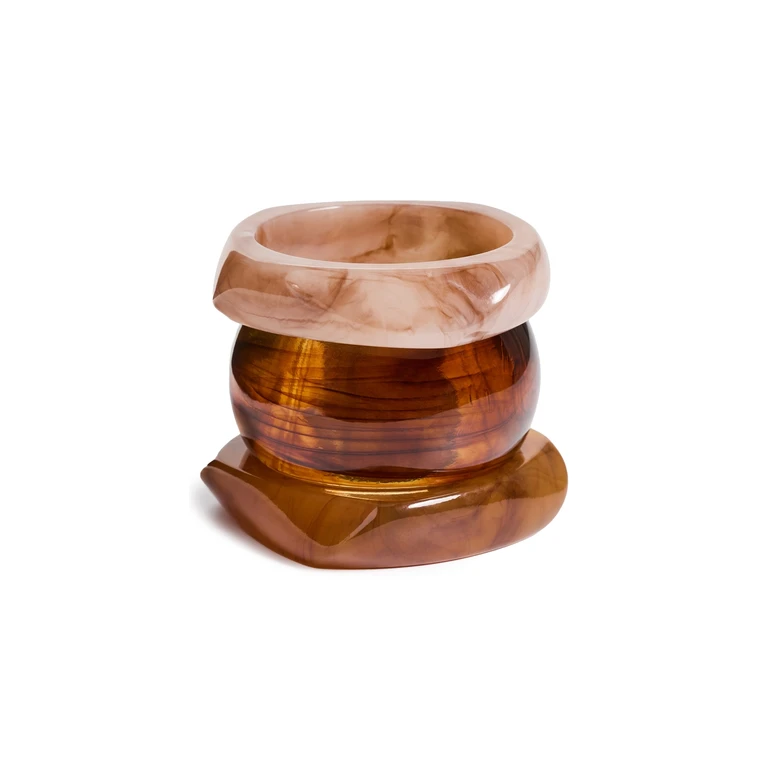 By Adina Eden Neutral Marble Resin Bangle Trio Set Multi Color One Size