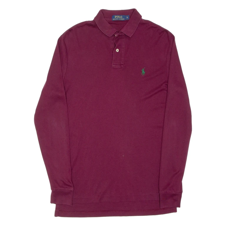 POLO RALPH LAUREN Mens Polo Shirt Maroon Long Sleeve S