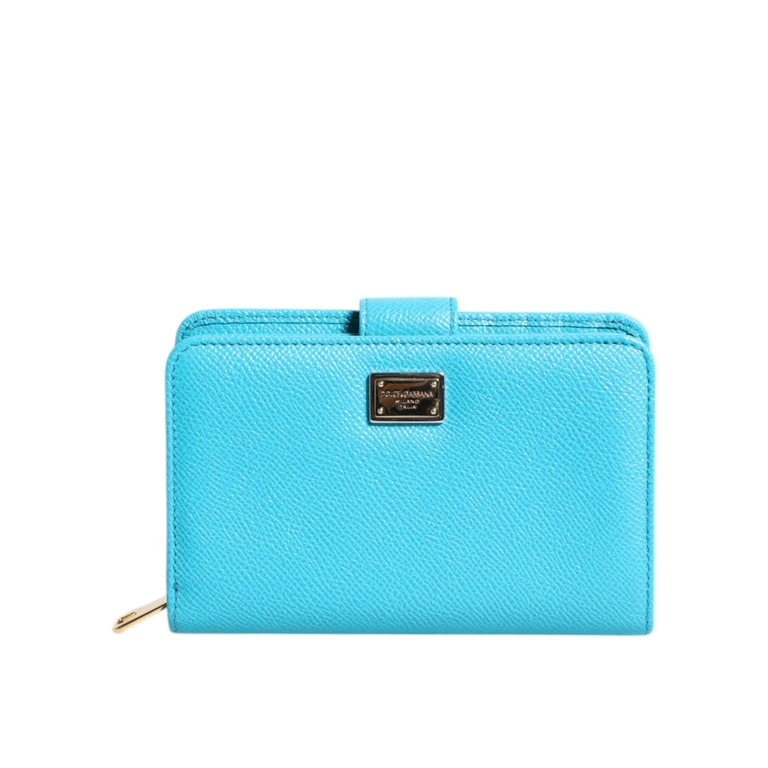Light Blue Leather Bifold Continental Clutch Wallet Calf - Women