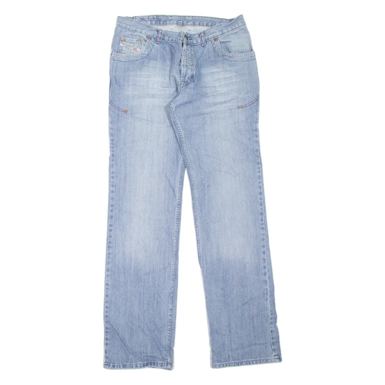 DIESEL Mens Jeans Blue Regular Straight Stone Wash W33 L35