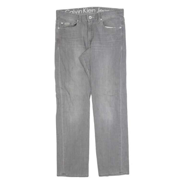 CALVIN KLEIN JEANS Mens Jeans Grey Regular Skinny Stone Wash W33 L30
