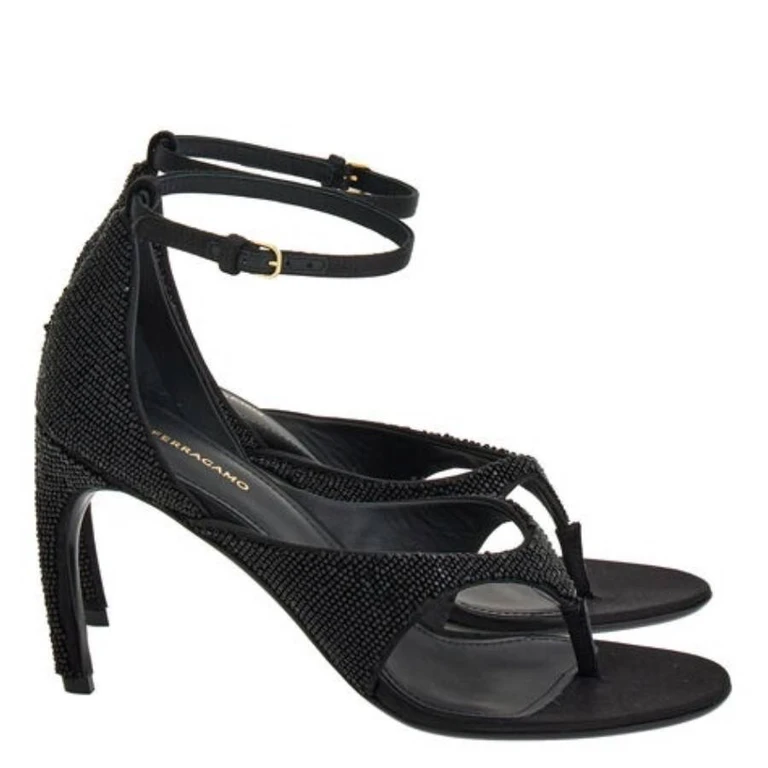 Ferragamo Zoele 85 Crystal-Embellished Sandals, Size 7 C