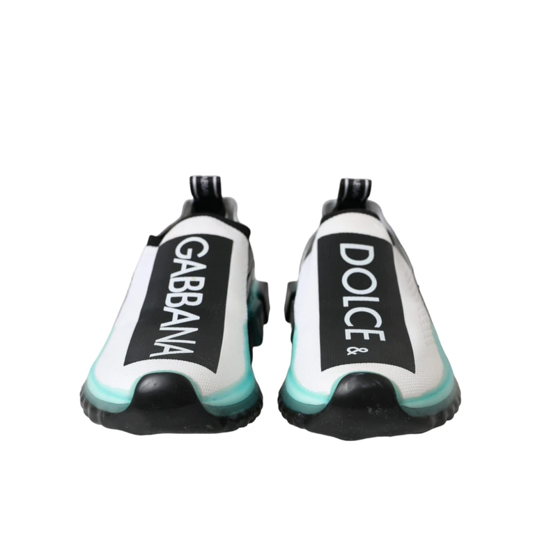Dolce & Gabbana Black White Blue Slip On Sorrento Sneakers Shoes Black/white - Women