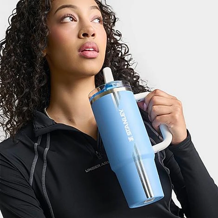 Quencher ProTour Flip Straw Tumbler (30oz) in Light Blue/White