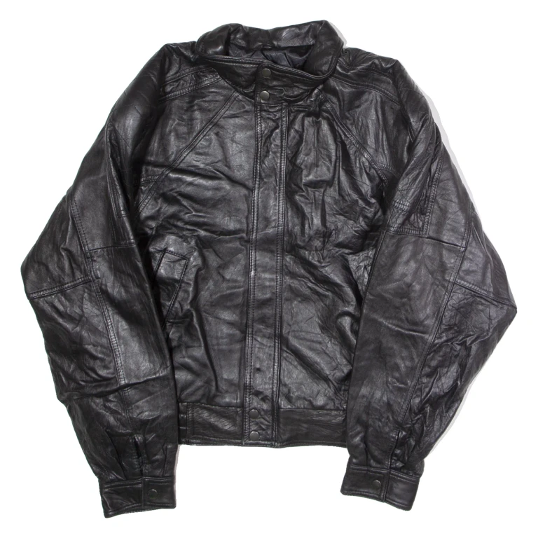 IOU Mens Jacket Black Leather 90s L