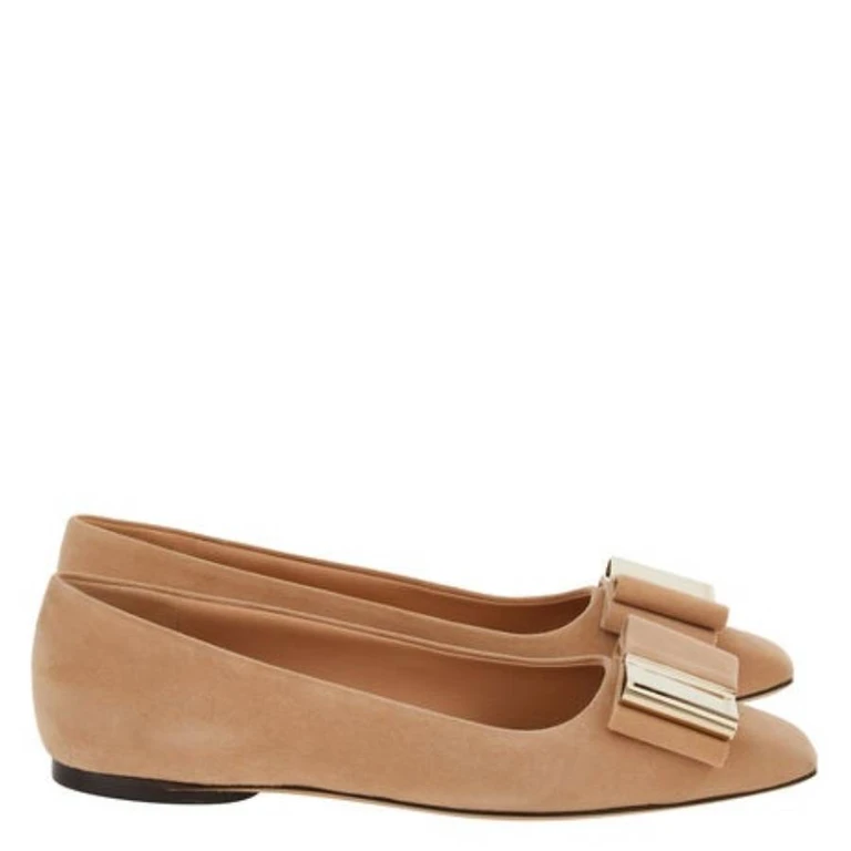 Ferragamo Lena Bow Ballerina Flats, Size 7 C