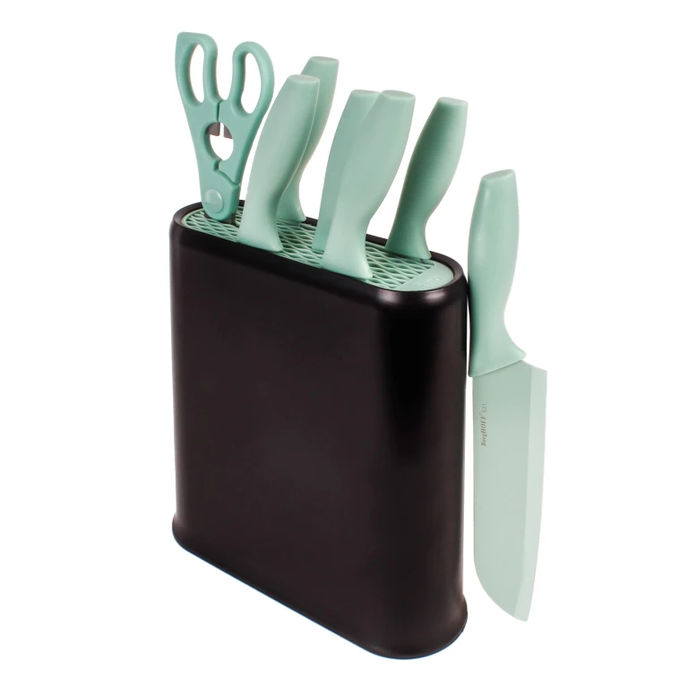 Leo 8Pc Stainless Steel Kitchen Knife Set with Universal Knife Block, Mint