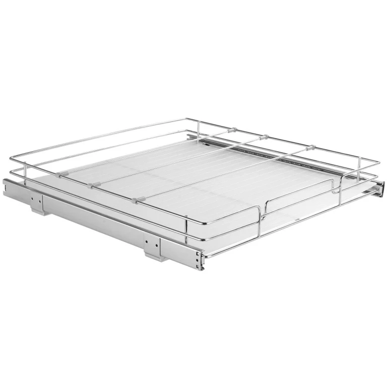 20"W x 21"D Pull Out Cabinet Organizer, Heavy Duty Slide Out Pantry Shelves, Chrome-Plated Steel Roll Out Drawers, Sliding Drawer Storage for Home, Inside Kitchen Cabinet, Bathroom, Under Sink - Silver