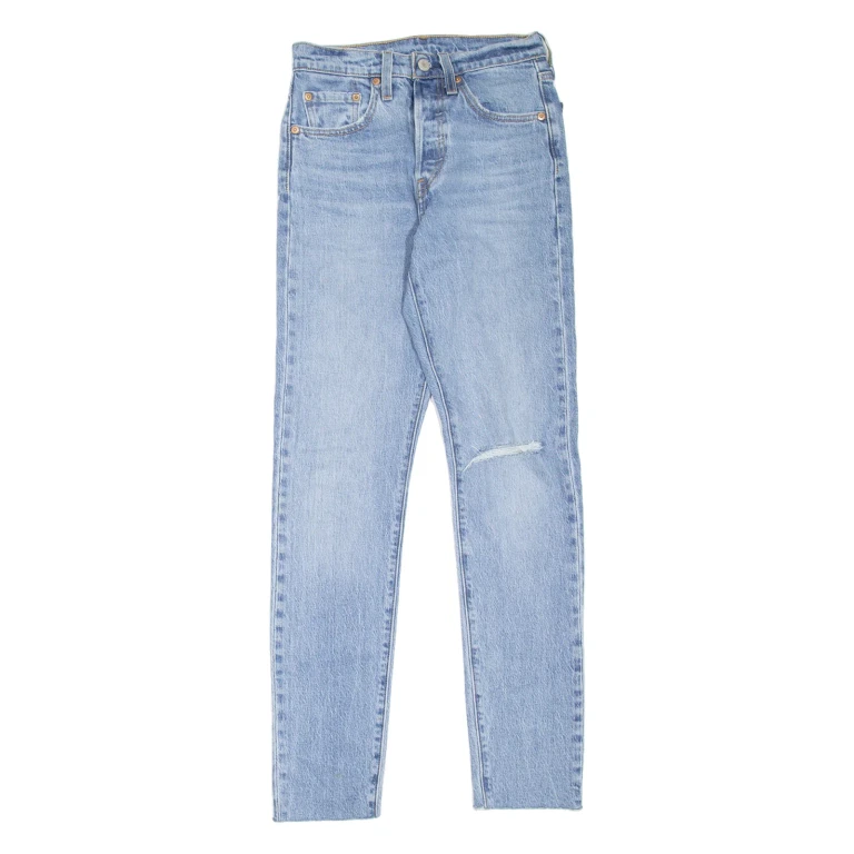 LEVI'S 501S Jeans Distressed Womens Blue Skinny Straight Stone Wash W24 L30