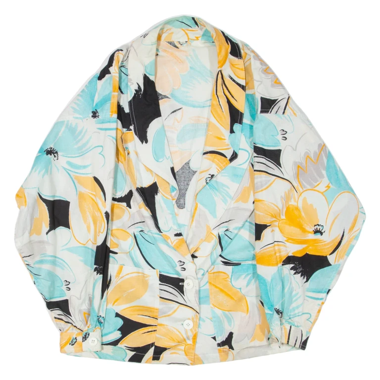 Lightweight Womens Blazer Jacket Blue Floral L