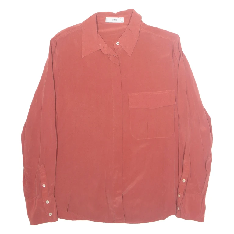 MANGO Womens Shirt Red Collared Long Sleeve XL
