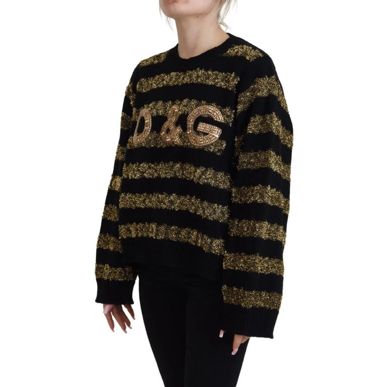 Dolce & Gabbana Black Gold D & g Crystal Cashmere Sweater Clothing - Women