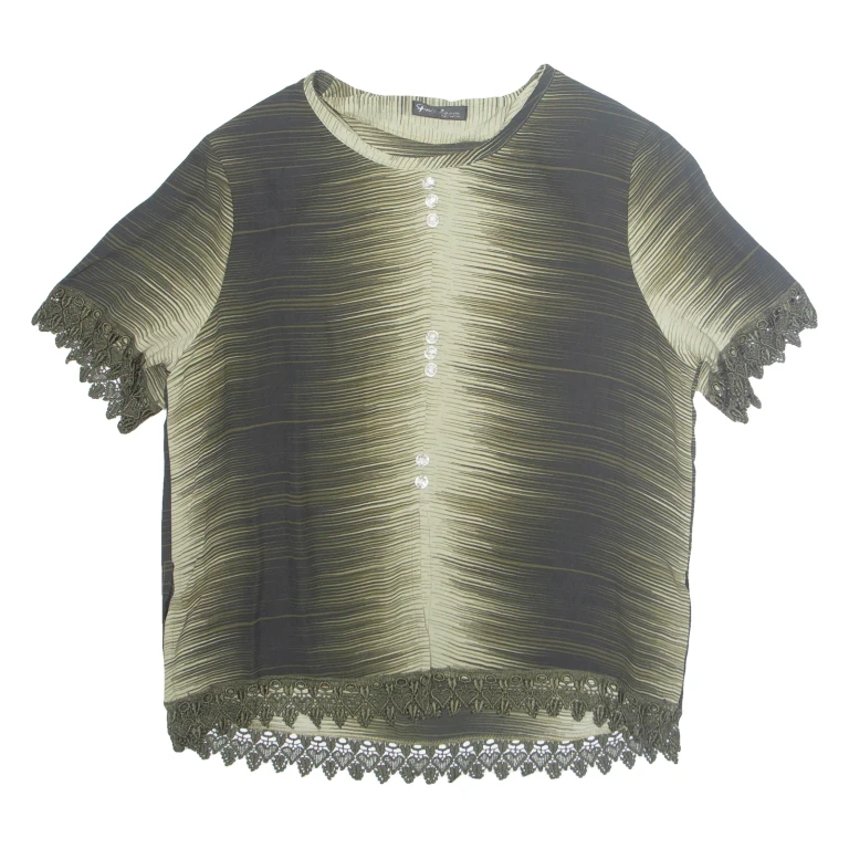 Womens Printed Top Green Crazy Pattern L