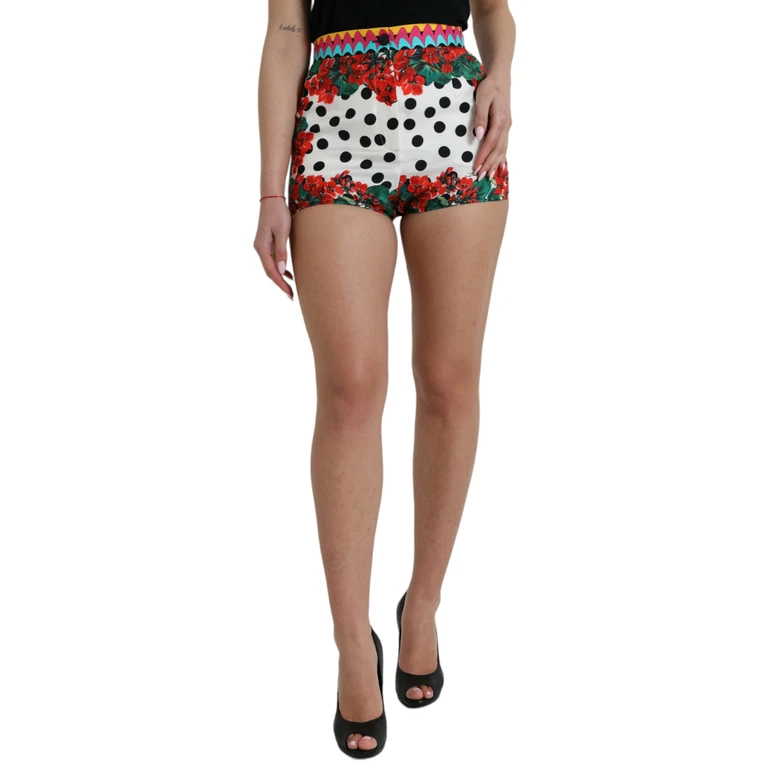 Dolce & Gabbana Multicolor Floral Polka Dot Hot Pants Shorts Silk - Women