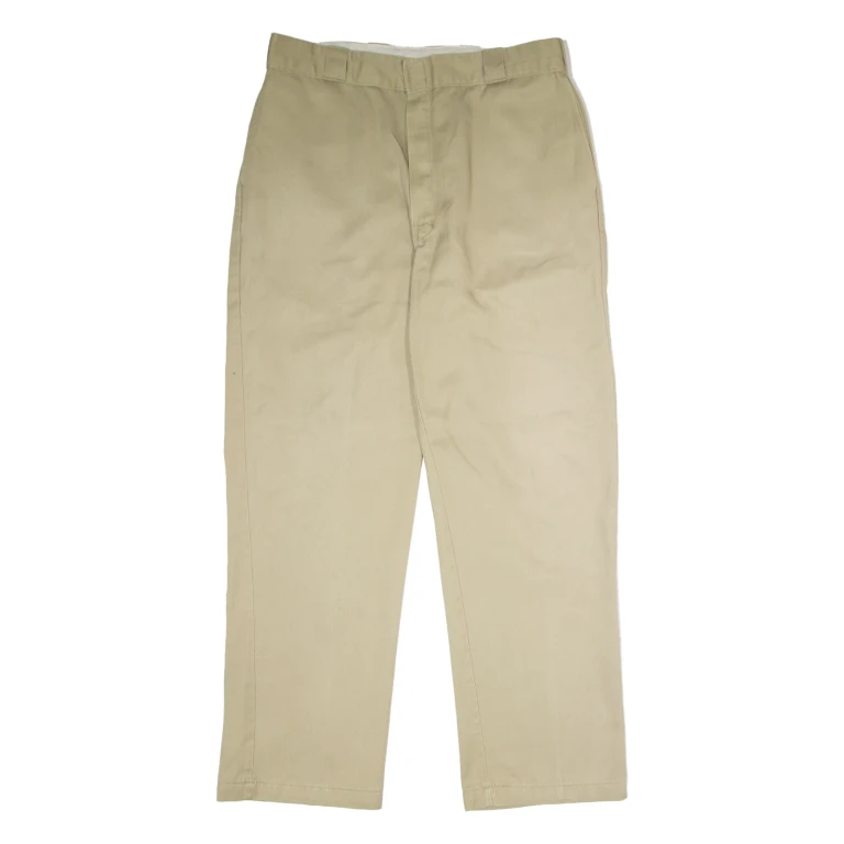 DICKIES Workwear Mens Twill Trousers Beige Regular Straight W36 L32