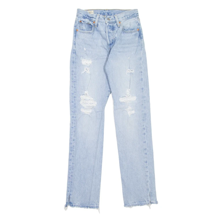 LEVI'S 501 BIG E Jeans Distressed Womens Blue Regular Straight W23 L30