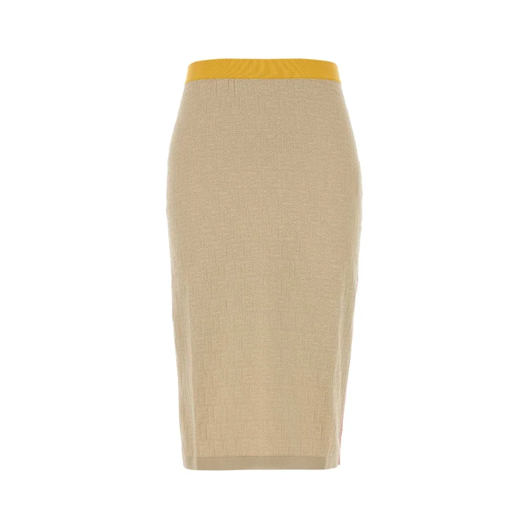 Fendi Sand Stretch Cotton Blend Skirt Ecru' Gonne - Women