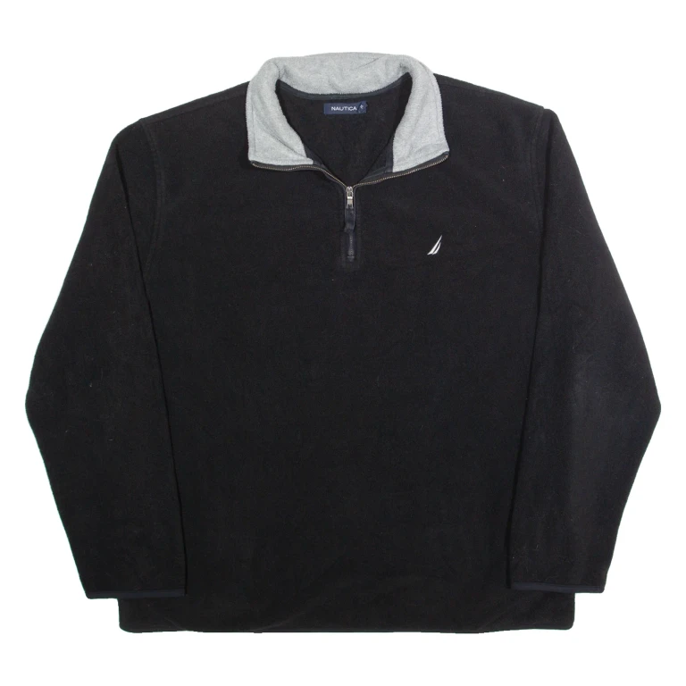 NAUTICA Mens Fleece Black 1/4 Zip XL