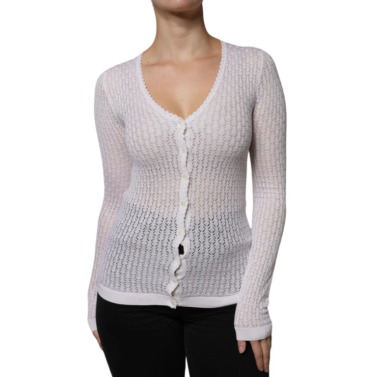 Dolce & Gabbana White Silk Button Down Cardigan Sweater Clothing - Women