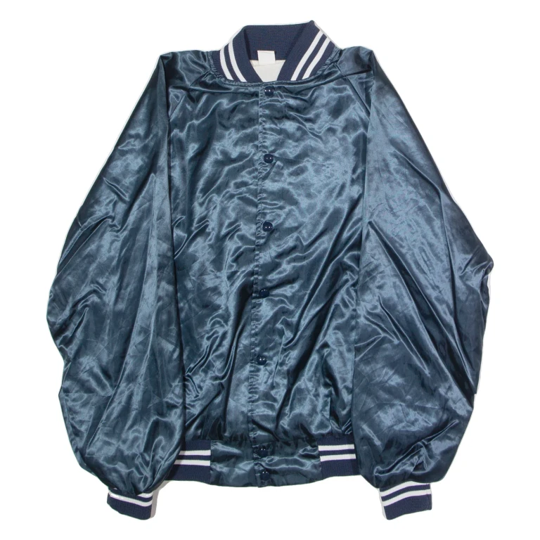 Winner Boats Mens Bomber Jacket Blue Satin Nylon 90s USA XL