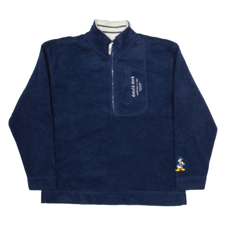 DISNEY Donald Duck Mens Fleece Blue 1/2 Zip Tight Knit M
