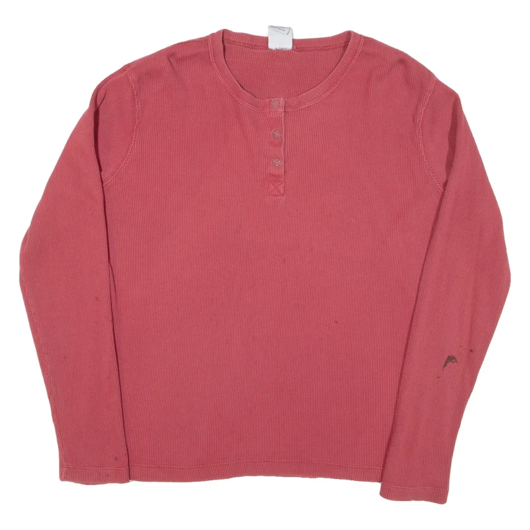CARHARTT Womens T-Shirt Pink Long Sleeve Button Neck XL