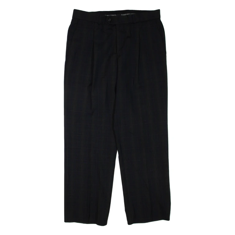 Check Mens Trousers Black Regular Straight W32 L30