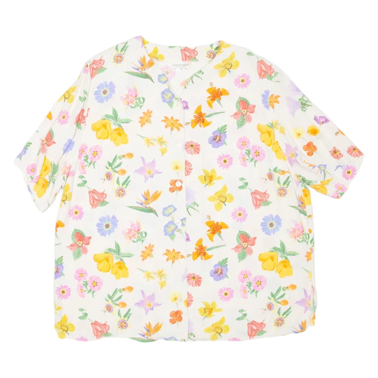 SOMMERMAN Womens Printed Shirt White V-Neck Floral UK 20